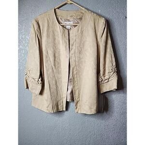 TanJay Suit Jacket Plus Size 14P White 3/4 Sleeve NWT Two Pockets Cottage Core